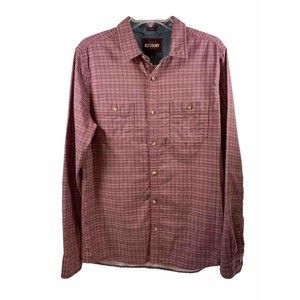 Alesbury Men’s Slim Fit Button Up Red Plaid Long Sleeve Shirt Red Size Med Tall